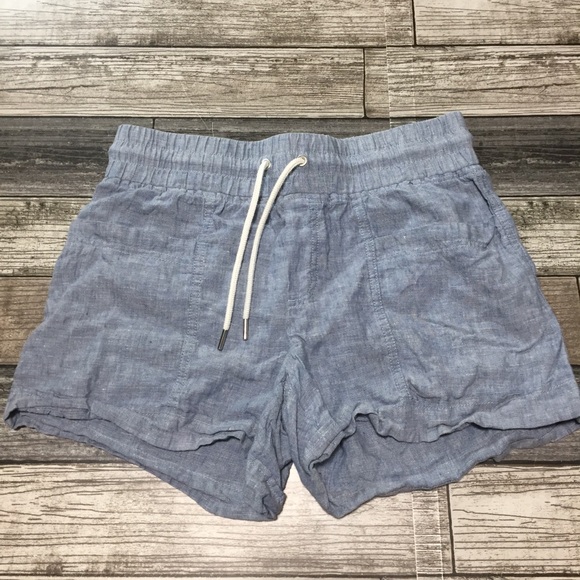Athleta Cabo Linen 4 Inch Shorts Women’s 2 Blue Drawstring Casual - Picture 5 of 8